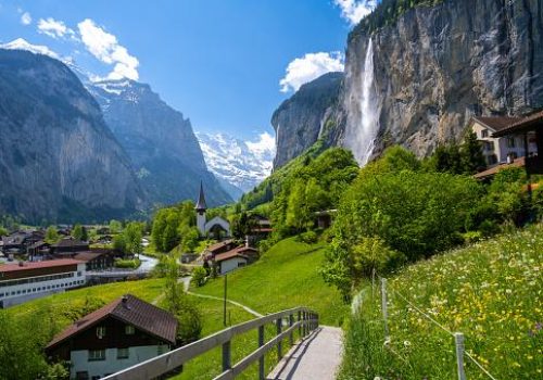 Beautiful landscape of Switzerland in alpine village
